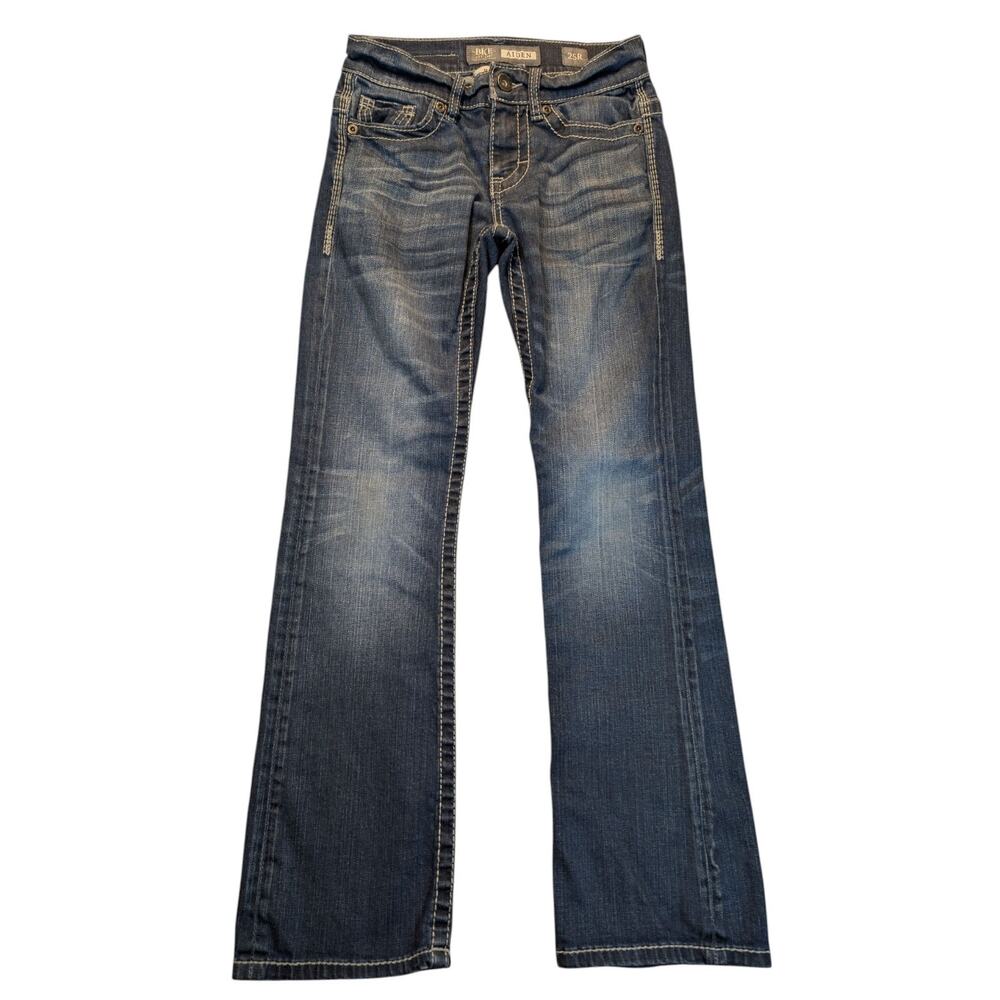 BKE Aiden BootLeg Bootcut Jeans Women's 25R Thick Stitch Buckle